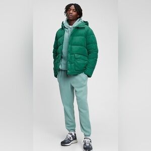 Gap 100% Recycled Nylon Puffer Jacket Men’s XL Green NWOT
